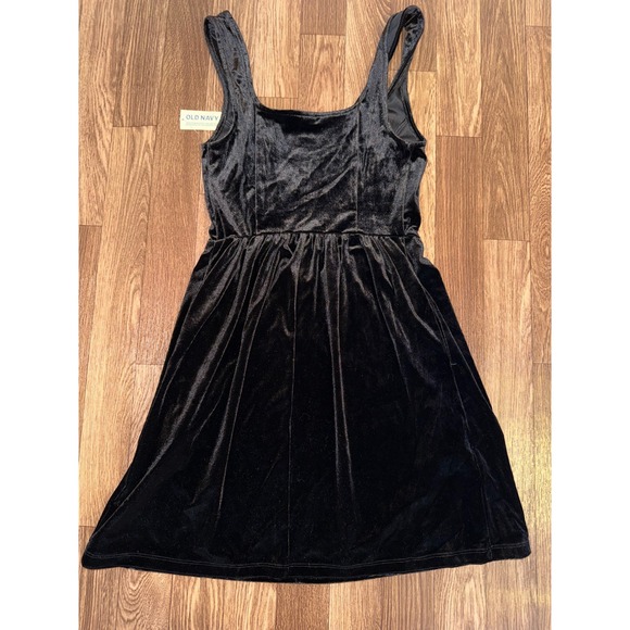 Old Navy Dresses & Skirts - Old Navy Black Velvet Fit‎ and Flare Mini Dress XS Petite